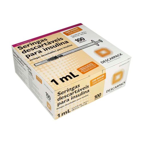 Seringa de Insulina com Agulha 13mm x 0,45mm - Descarpack