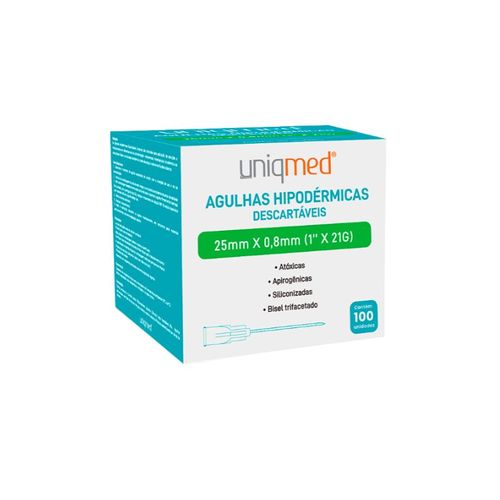 Agulha Hipodérmica Estéril 21G - Uniqmed