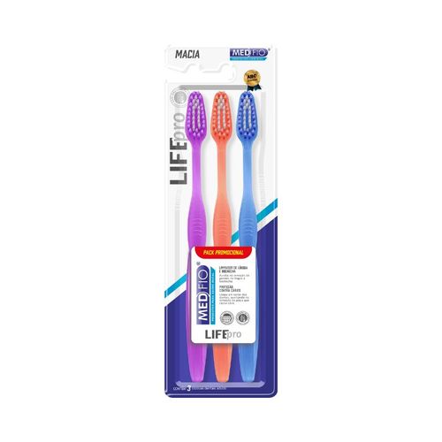 Escova Dental Adulto Macia Life Pro 3 Unidades - Medfio