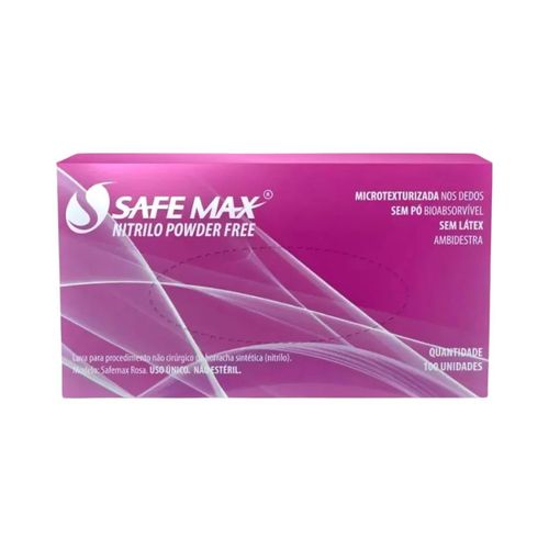 Luva Nitrilo Sem Pó Safemax Rosa - Supermax