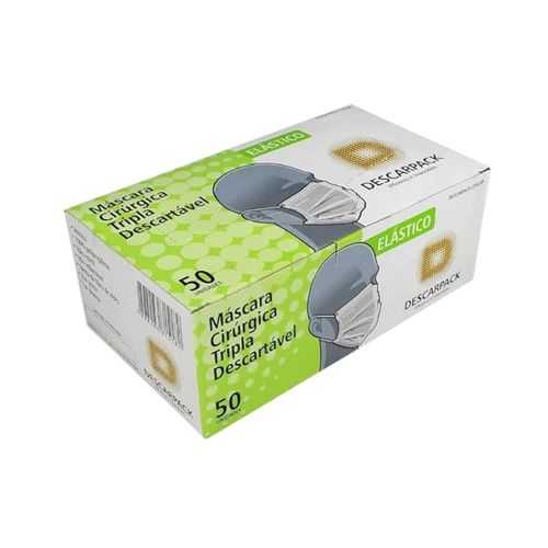 Máscara Descartável Tripla Clip Nasal Elástico - Descarpack