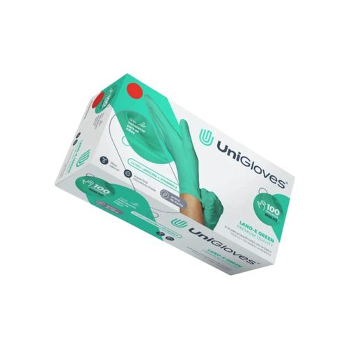 Luva de Procedimento em Látex Verde Lano-E sem Pó - Unigloves